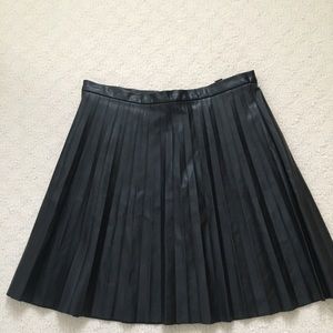 J. Crew Faux Leather Knife Pleat Skirt
